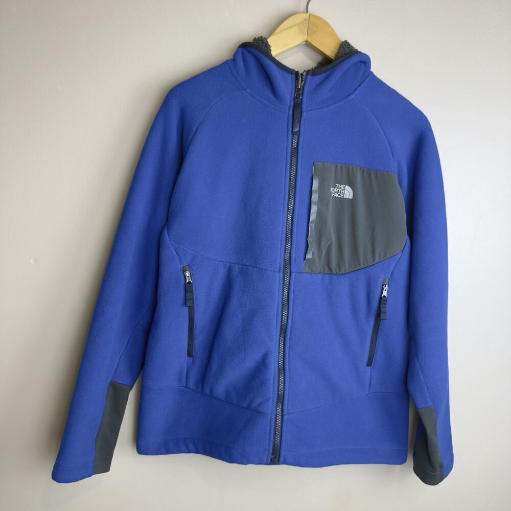 The North Face Boys Chimborazo Blue Fleece Sherpa Lined Hoodie Size M 14/16